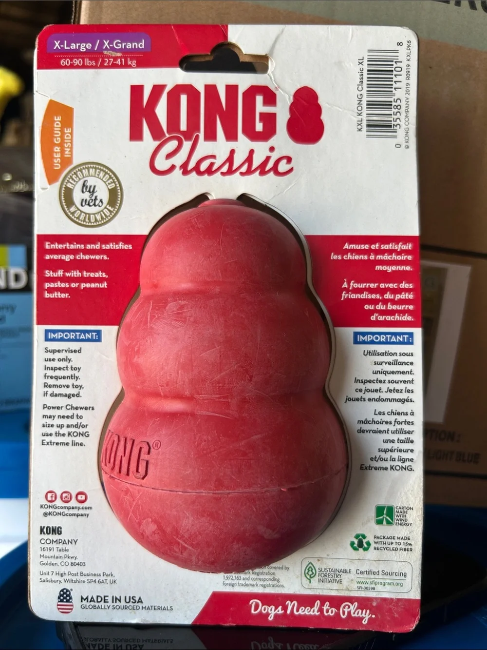 NWT Kong Classic Red Durable Rubber Dog Toy - XLarge